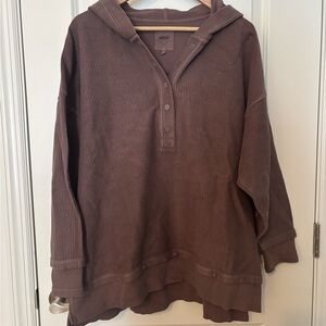 Aerie Taupe Ribbed Pullover